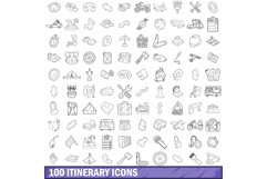 100 itinerary icons set, outline style Product Image 1