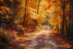Picturesque pathway surrounded by vibrant fall foliage in a Product Image 1