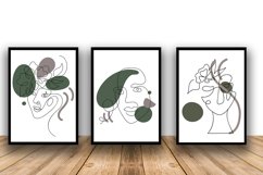 Set of Three Abstract Face Digital Print Frame not included Product Image 1