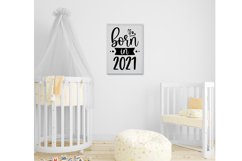 Born in 2021 newbaby svg card with hearts, baby shower Product Image 2