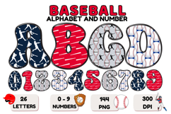 Baseball Sport Alphabet png clipart, baseball letters doodle Product Image 1