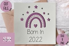 Born in 2022 card | Paper cutting | Cut and draw card svg Product Image 2