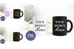 Plain Background Two coffee mug mockup, Full wrap mockup PSD Product Image 1