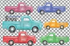 Watercolor colorful truck clip art. Printable pickup cars Product Image 16