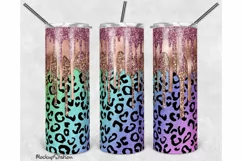 Pink Glitter 30oz Skinny Tumbler Leopard Design PNG Product Image 1