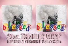 3D Tumbler Wrap 20oz, Blessed PNG, Afro Woman Sublimation Product Image 2