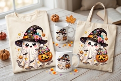 Cute Ghost Witch PNG, Halloween Ghost Sublimation, Product Image 1