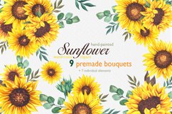 Watercolor Sunflower Bouquets PNG, Summer Bouquets PNG Product Image 1