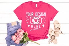 Bella Canvas 3001 Heather Rasberry Mockup, Unisex Tshirt Moc Product Image 1