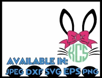 Easter svg SVG DXF JPEG Silhouette Cameo Cricut bunny svg iron on Easter monogram svg ears svg Product Image 3