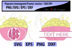 popcorn monogram and frames, Monogram SVG cut file/ popcorn svg / monogram frames / SVG DXF files for Cricut Design Space, Silhouette Studio Product Image 1