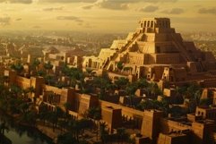 Ancient mesopotamian cityscape at sunset Product Image 1