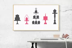 Silhouetted Cakes and Cupcakes on Stands SVG Files Product Image 1