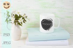 Coffee mug mockup with spring flowers Product Image 1