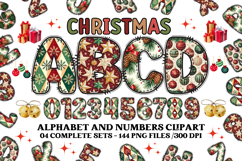 Christmas Alphabet png clipart, christmas letters doodle Product Image 1