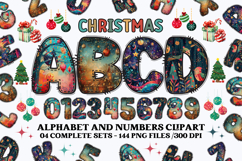 Christmas Alphabet png clipart, christmas letters doodle Product Image 1