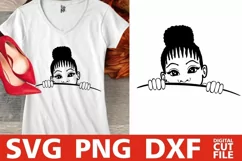 Peeking Black Girl svg, Melanin svg, Afro Bun, Hairstyle svg Product Image 1