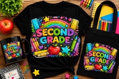 Second Grade PNG | Cute Rainbow Back to School Design Product Image 1