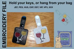 ITH Wine Glasses Vinyl Key Fob or Bag Tag - Snap Tab File Product Image 2