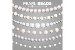 Pearl Beads Set Vector. 3D Realistic Shiny White Garlands. Product Image 1