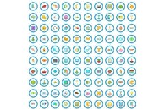 100 mobile banking icons set, cartoon style Product Image 1