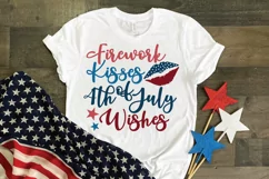 Firework Kisses 4th of July Wishes SVG Cut File - Patriotic Product Image 2