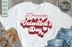 Happy Valentines Day Retro SVG - PNG, DXF, EPS, SVG Product Image 1