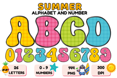Summer Alphabet &amp; Numbers PNG Clipart Doodle Letters 300 DPI Product Image 1