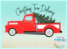 Red Christmas Tree Delivery Truck SVG Dxf Eps Png PDF files Product Image 3