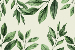 Green Leaves Pattern on White Background Wallpaper Product Image 1