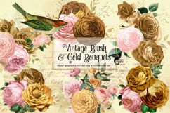 Vintage Blush and Gold Bouquets Clipart Product Image 1