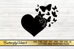 Butterfly Heart SVG PNG EPS DXF Files Butterfly SVG Cut File Product Image 1