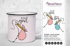 Stork SVG Cut File - It's a Boy, It's a Girl SVG, New Baby Product Image 1