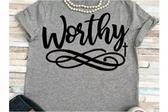Worthy SVG DXF JPEG Silhouette Cameo Cricut Faith Cross svg Product Image 1