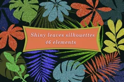 Silhouettes of tropical leaves with sequins. Sublimation Product Image 1