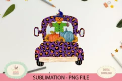 Pumpkin truck scarecrow sublimation PNG file, animal print Product Image 2