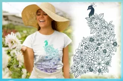 Floral Mandala Peacock SVG | Flower SVG | Peacock Zentangle Product Image 2