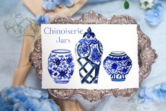 Chinoiserie Blue Jars. Watercolor Clipart Product Image 15