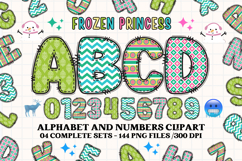 Frozen Princess Alphabet png clipart, Frozen letters doodle Product Image 1