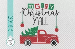 Merry Christmas Y'all Truck svg dxf files for vinyl HTV cut Product Image 2