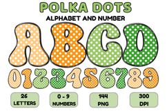Polka Dots Alphabet Letters &amp; Numbers Clipart PNG 300DPI Product Image 1