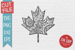 Zentangle Maple Leaf SVG | Mandala Coloring Page Product Image 1