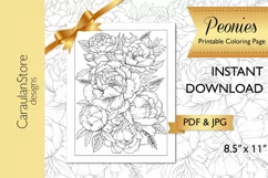 Floral Coloring Book Page, Peony Coloring Page, JPG, PDF Product Image 1