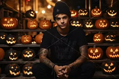 Halloween T-Shirt Mockup Male, Black T-Shirt Mockup, d4 Product Image 2