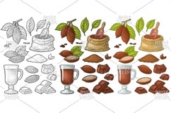 Chocolate piece, bar, shave Fruits of cocoa color engraving Product Image 1