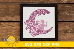 3D Layered Fairy Mandala SVG | Fairy and the Moon SVG Product Image 1