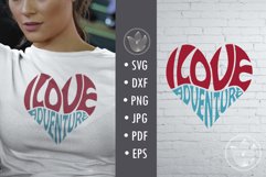 I love adventure Cut File | Heart Word Art Product Image 1