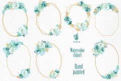 Geometric Frames clipart, GOLD MINT FRAMES, Mint Watercolor Product Image 2