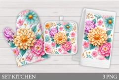 Flowers Oven Mitt Design. Floral Square Pot Holder Product Image 1