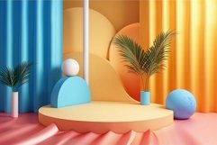 Abstract colorful product display with geometric shapes Product Image 1